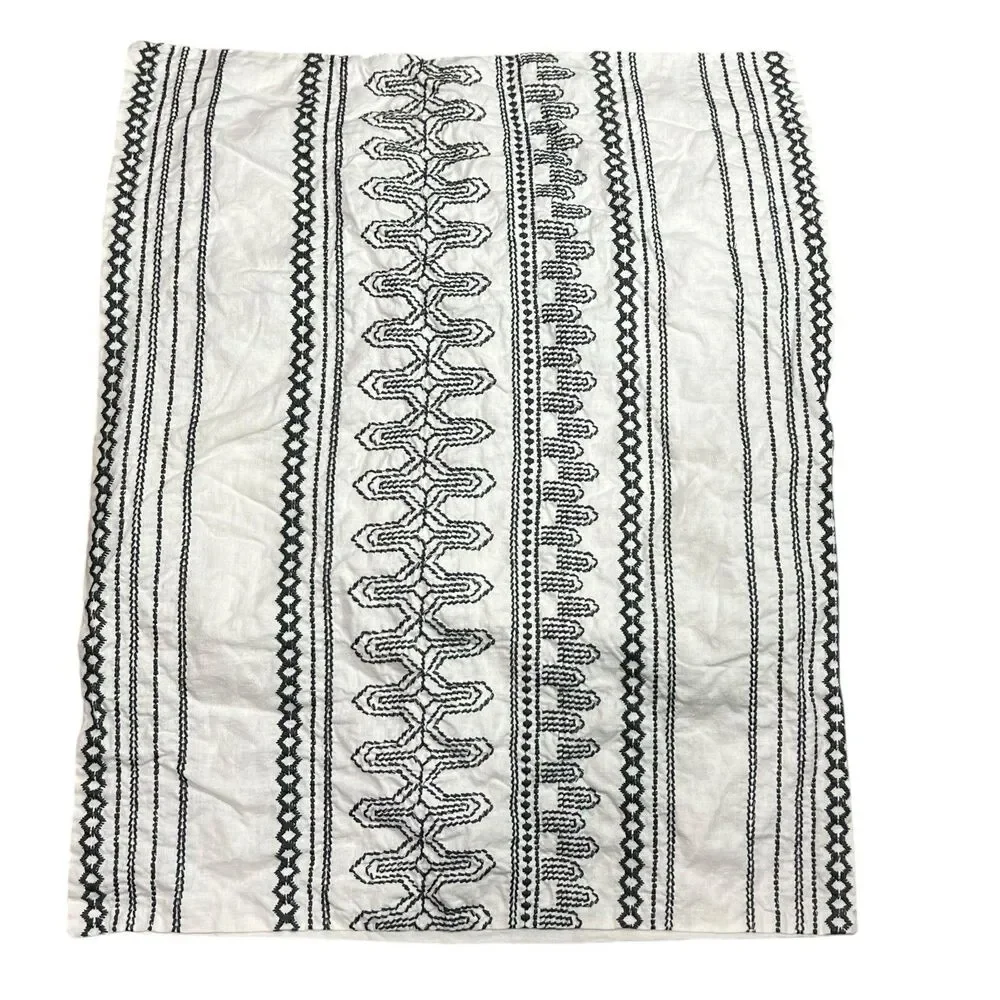 Hearth & Hand Magnolia Pillowcase Full Queen White Black Embroidery farmhouse